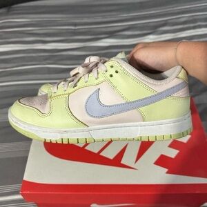 Nike Light Green and Pink Sneakers with Blue Swoosh